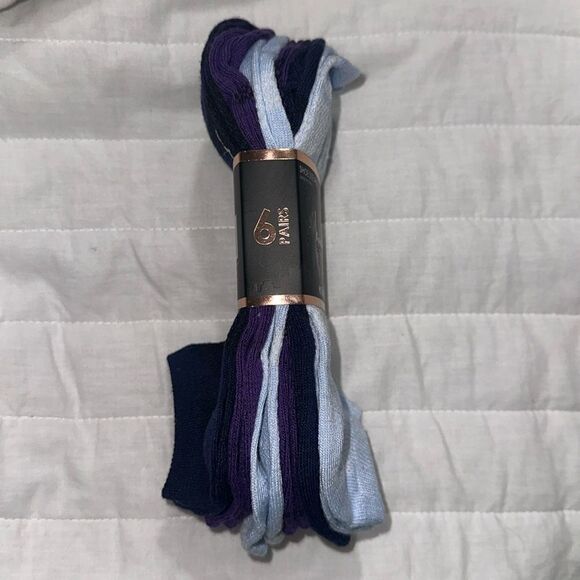 nicole miller Ladies 6 Pack No Show Ankle Socks Blue Navy Purple - Picture 9 of 9